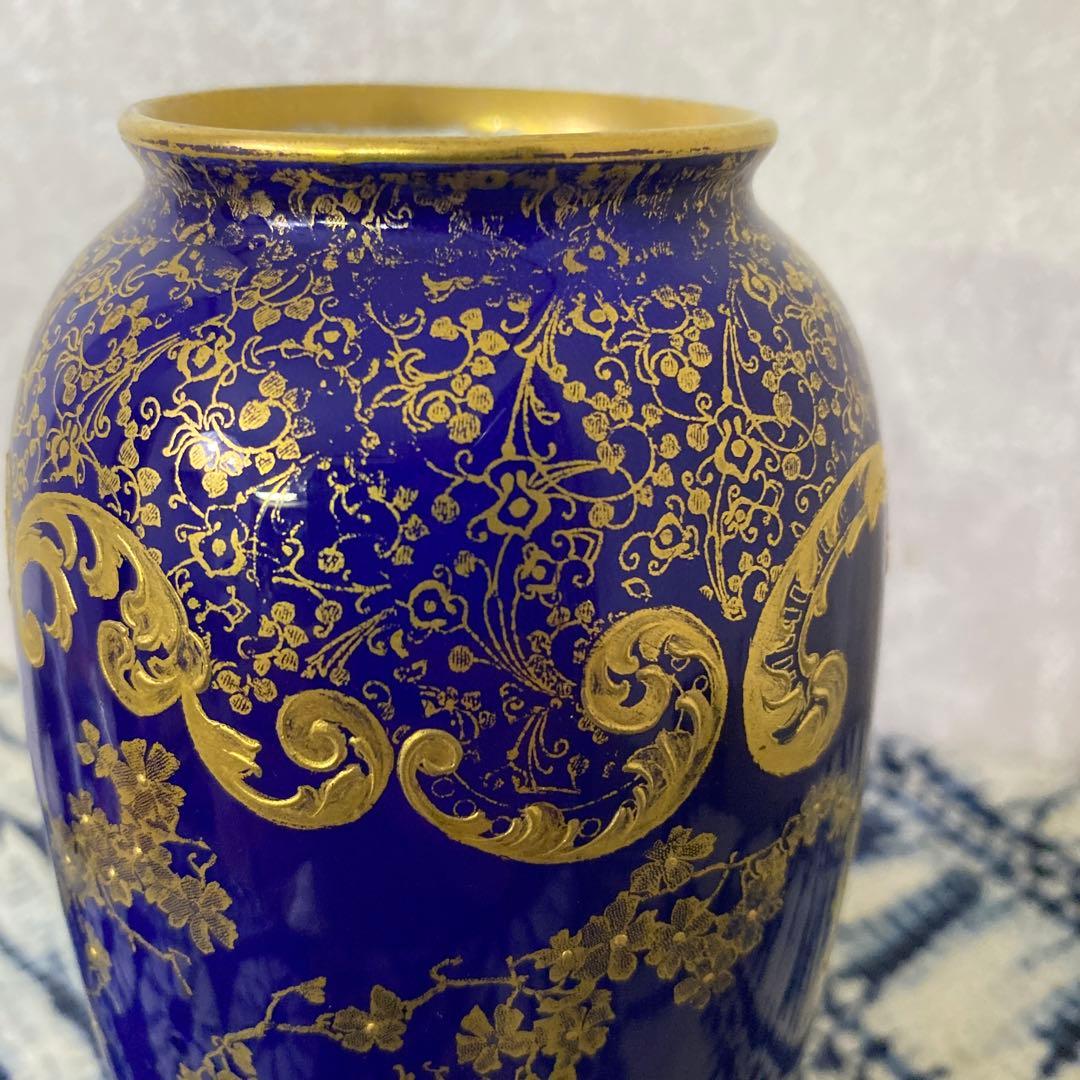 ロイヤルドルトン　金彩瑠璃花瓶