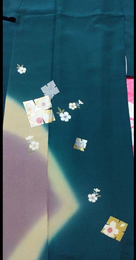 高身長さんに　深緑の振袖 　フルセット身長160から175くらいまで