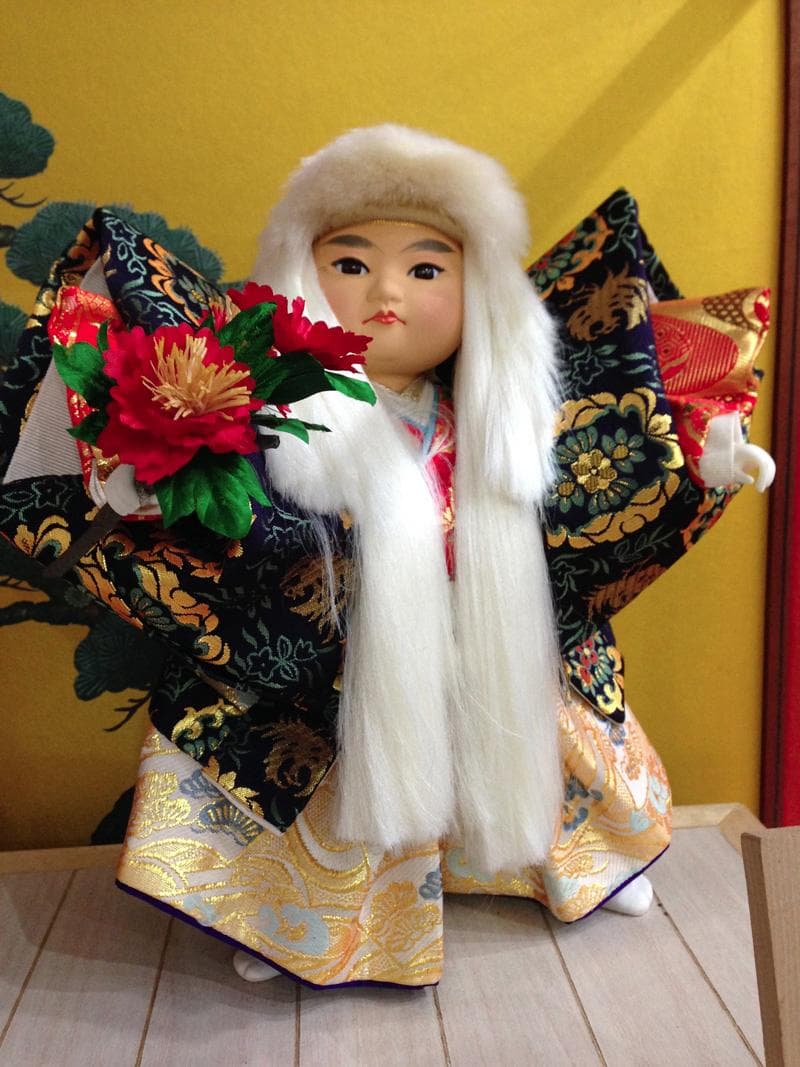 豊玉作　連獅子/大型　ケース入　浮世人形　  極美品