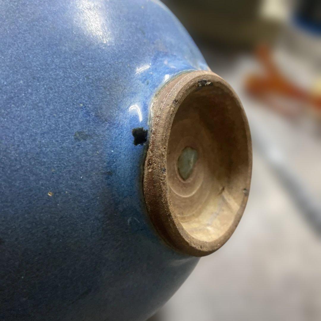 中国　藍釉　鉢　ボウル　窯変釉　美術　工芸品約高さ9cm 径17cm