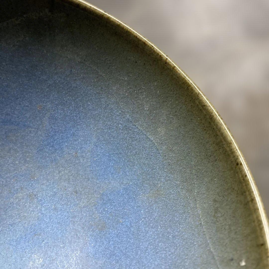 中国　藍釉　鉢　ボウル　窯変釉　美術　工芸品約高さ9cm 径17cm