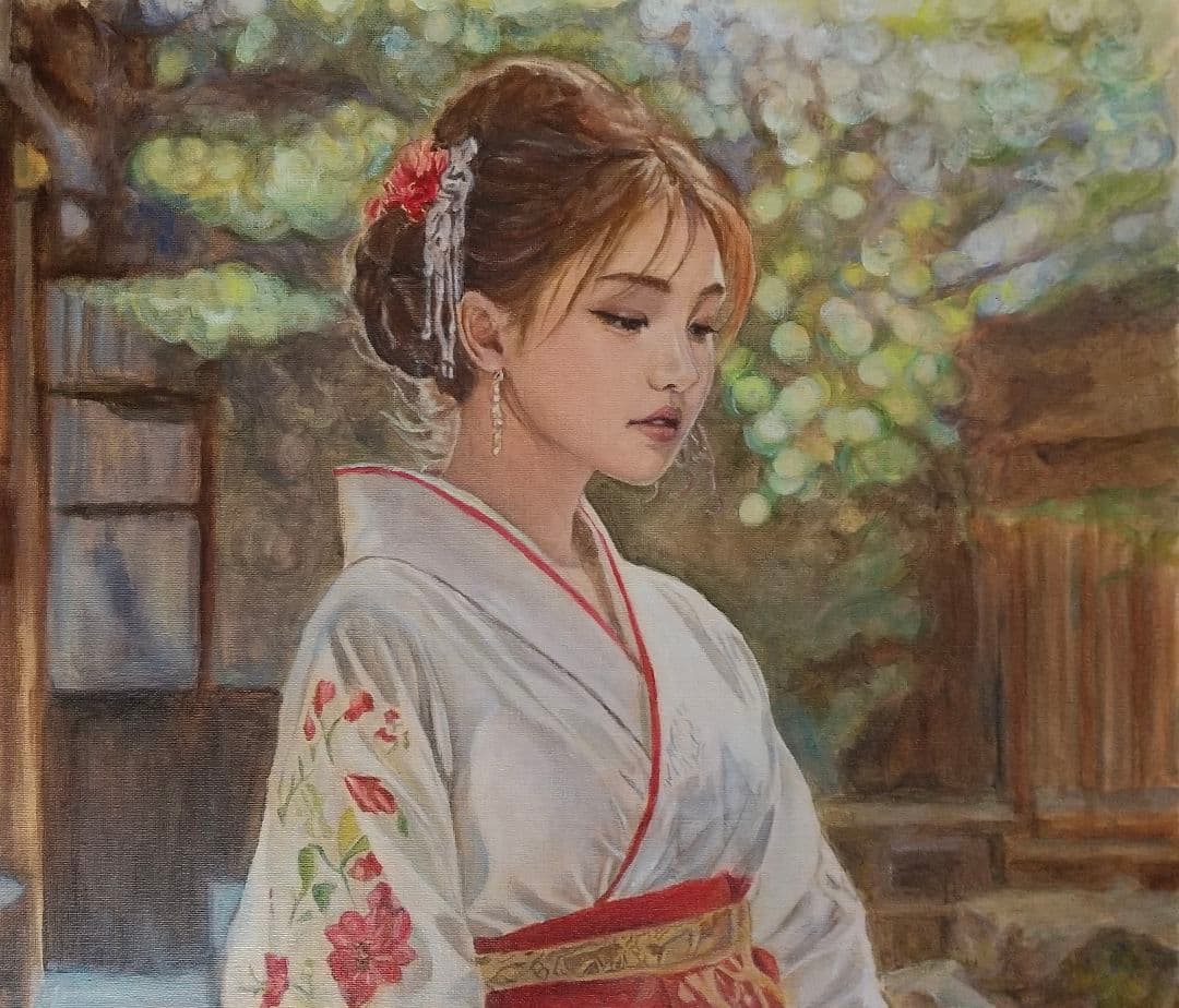 人物画#16 女性の肖像 油彩画 10号 F10 油絵