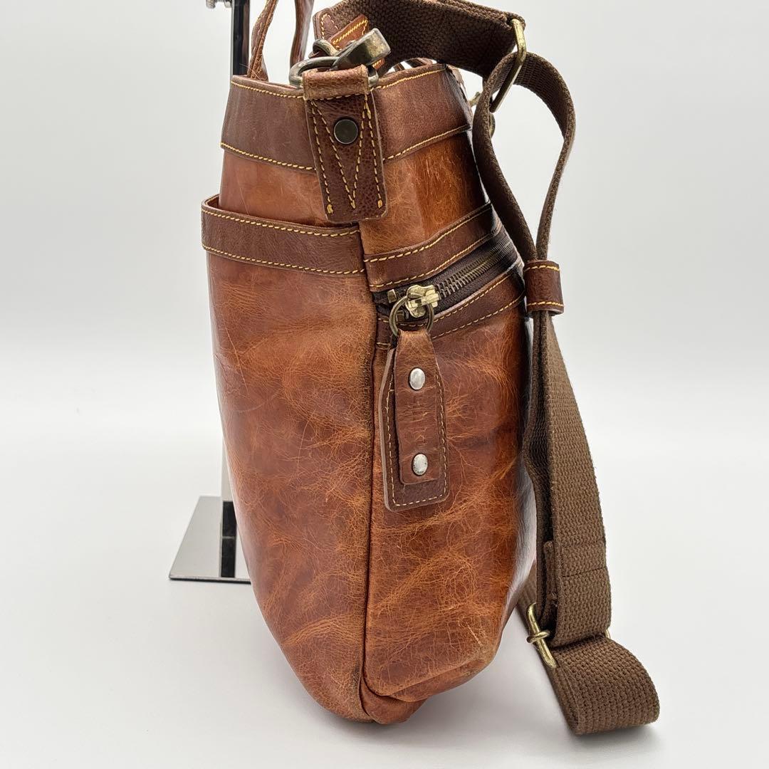 【希少】輪怐 LIN-KU ビジネスバッグ 2way ブリーフケース キャメル