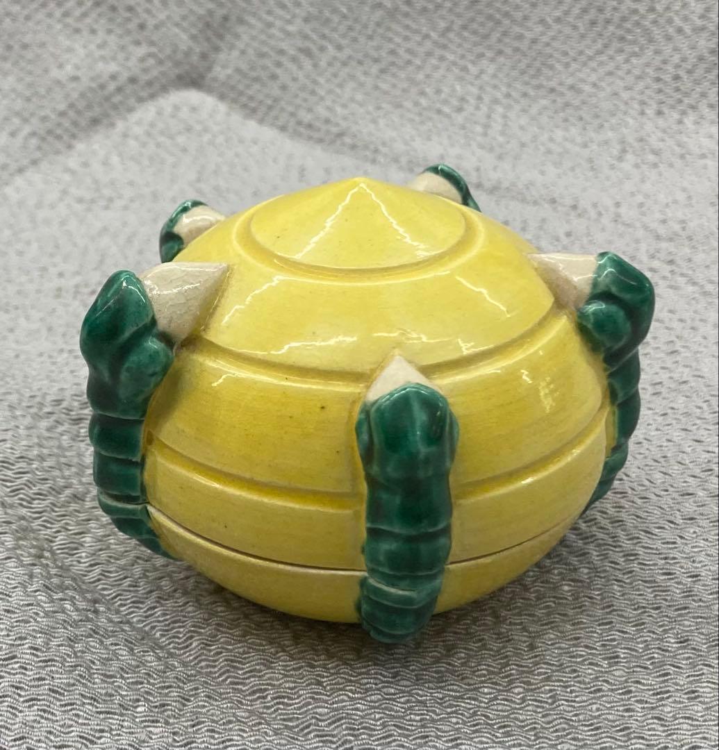 B453s「黄南京宝珠 香合」杉田祥平造　共箱　清閑寺窯　竜爪　香道具　茶道具