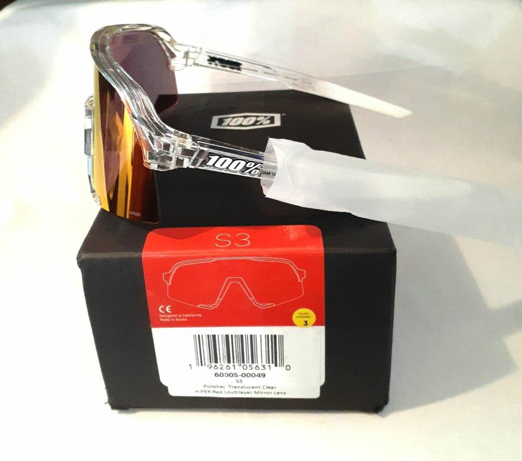 新モデル 100% S3 クリア / レッドミラー ワンハンドレッド サングラス