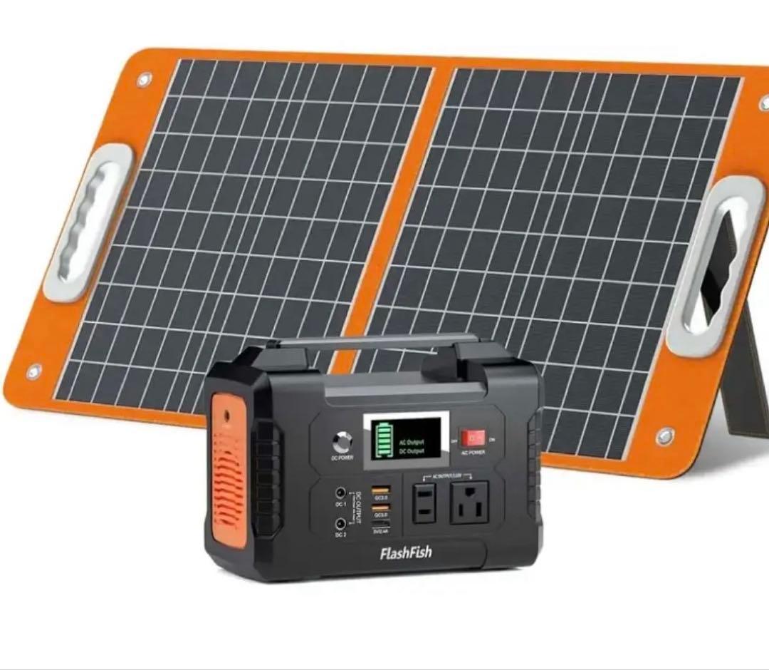 FlashFish ポータブル電源200W & 60Wソーラーパネル