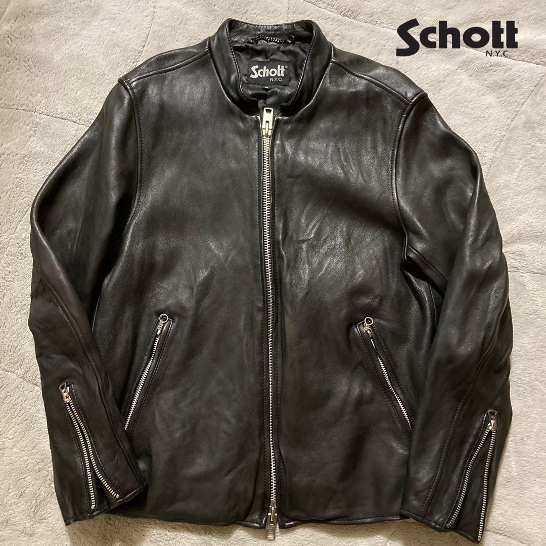 希少・美品　schott　レザージャケット シングルライダース 羊革