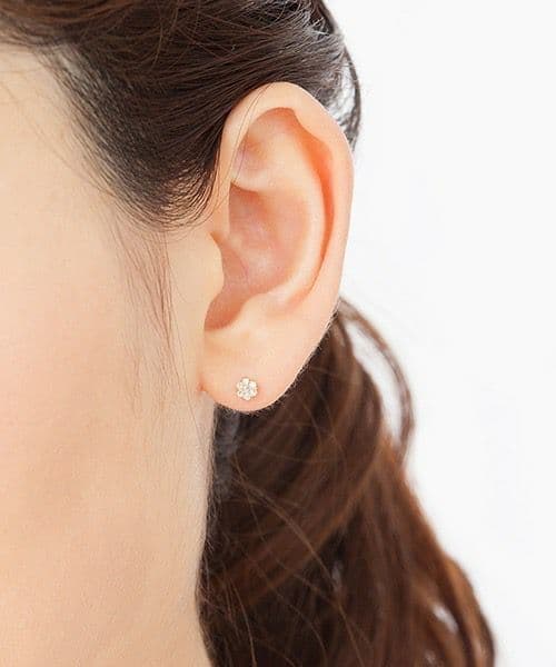 Canal 4℃ K10ピンクゴールド お花 フラワー ダイヤ ピアス (21)