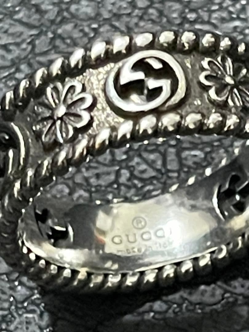 シルバー925 GUCCI　フラワーリング　スネークリング　ggリング ダブルg