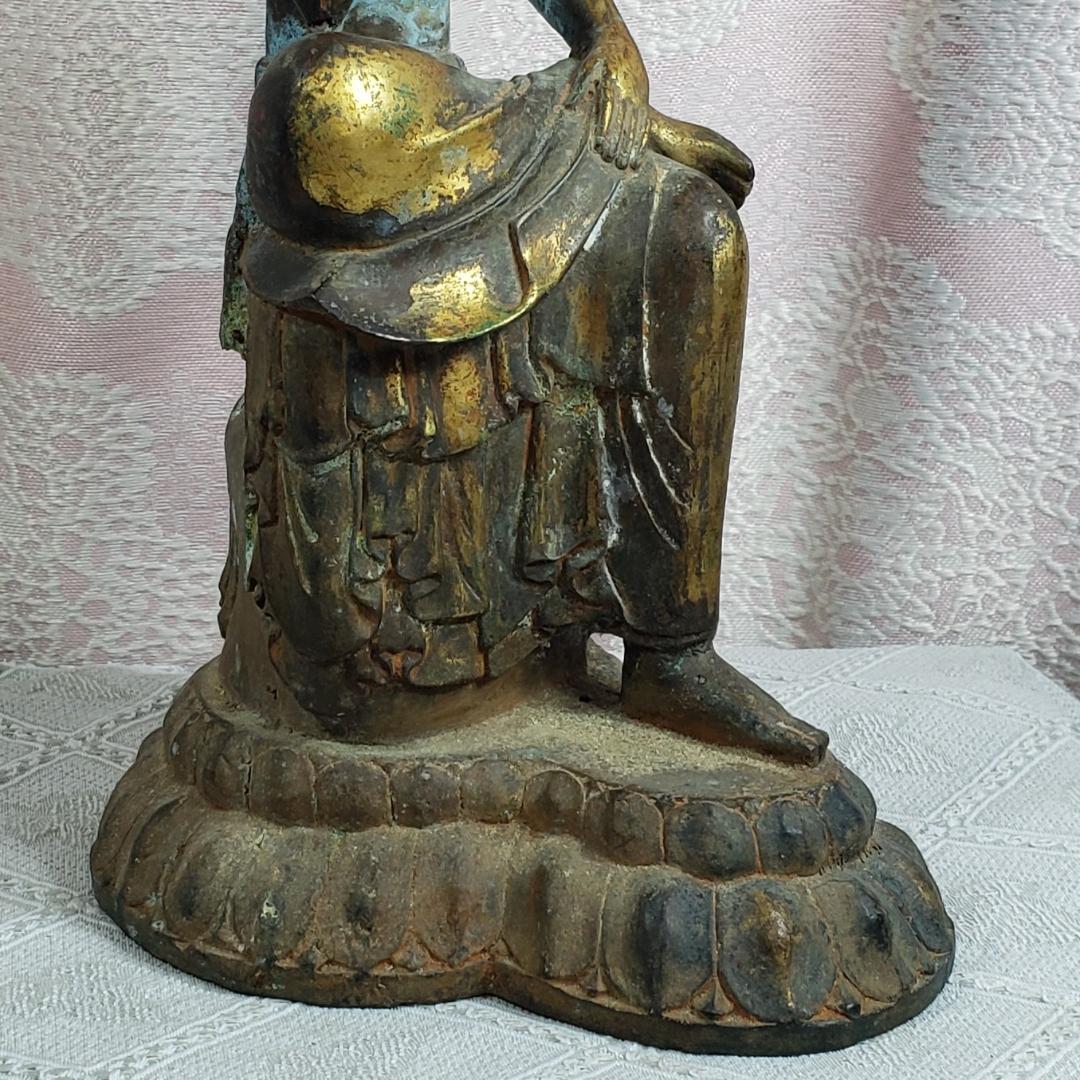 【博物館級】◆金銅半跏思惟像 全高:29cm 仏像◆検）天平仏 飛鳥仏 高麗