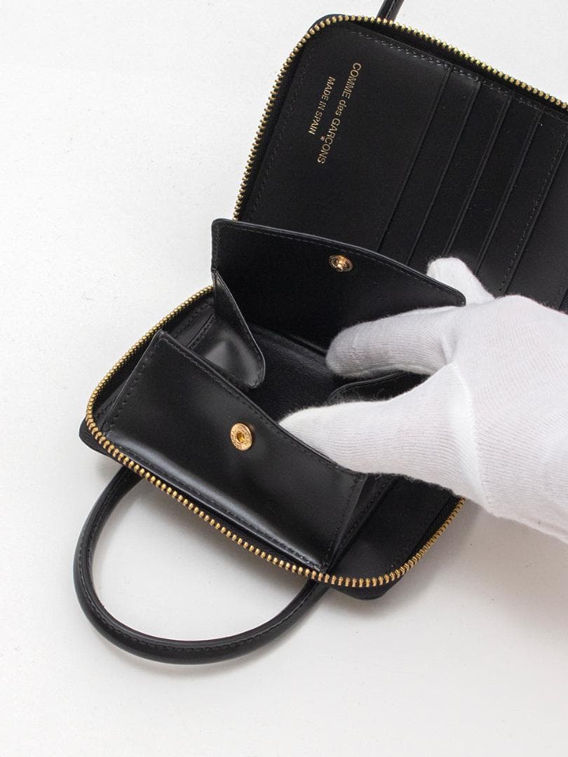 コムデギャルソン ハンドルウォレット 2つ折り財布 レザー 牛革 黒