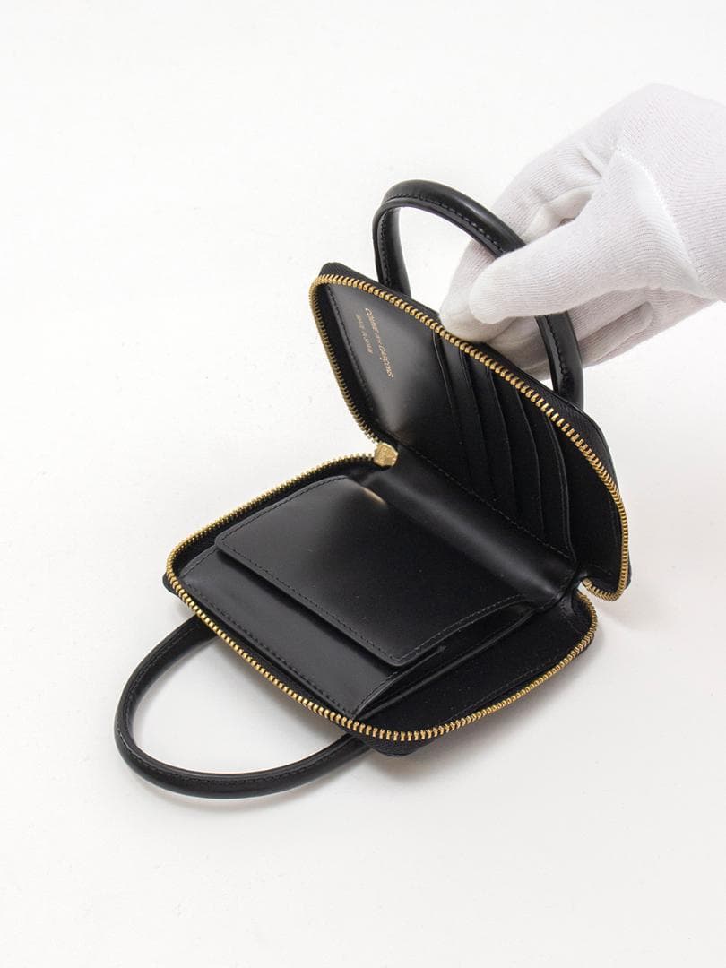 コムデギャルソン ハンドルウォレット 2つ折り財布 レザー 牛革 黒