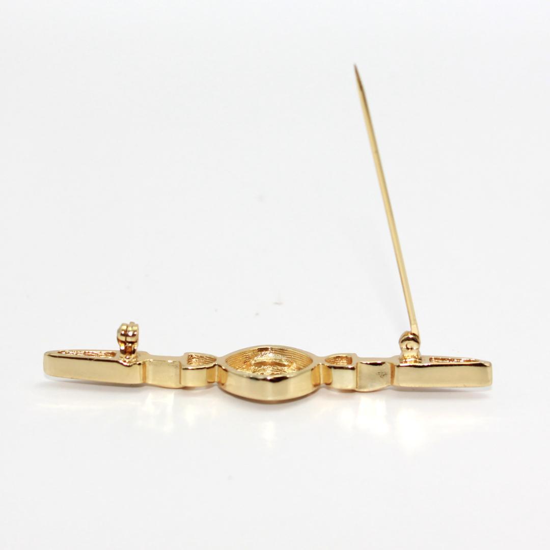 美品 Dior ディオール CD ロゴ ラインストーン ゴールド ブローチ