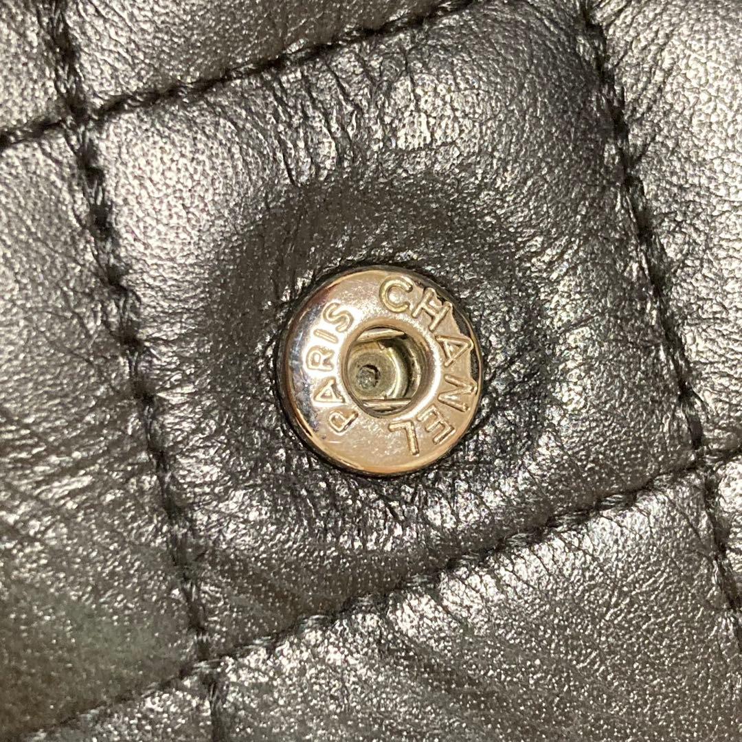 シールあり！シャネル CHANEL カンボンライン Wホック 二つ折り財布 黒