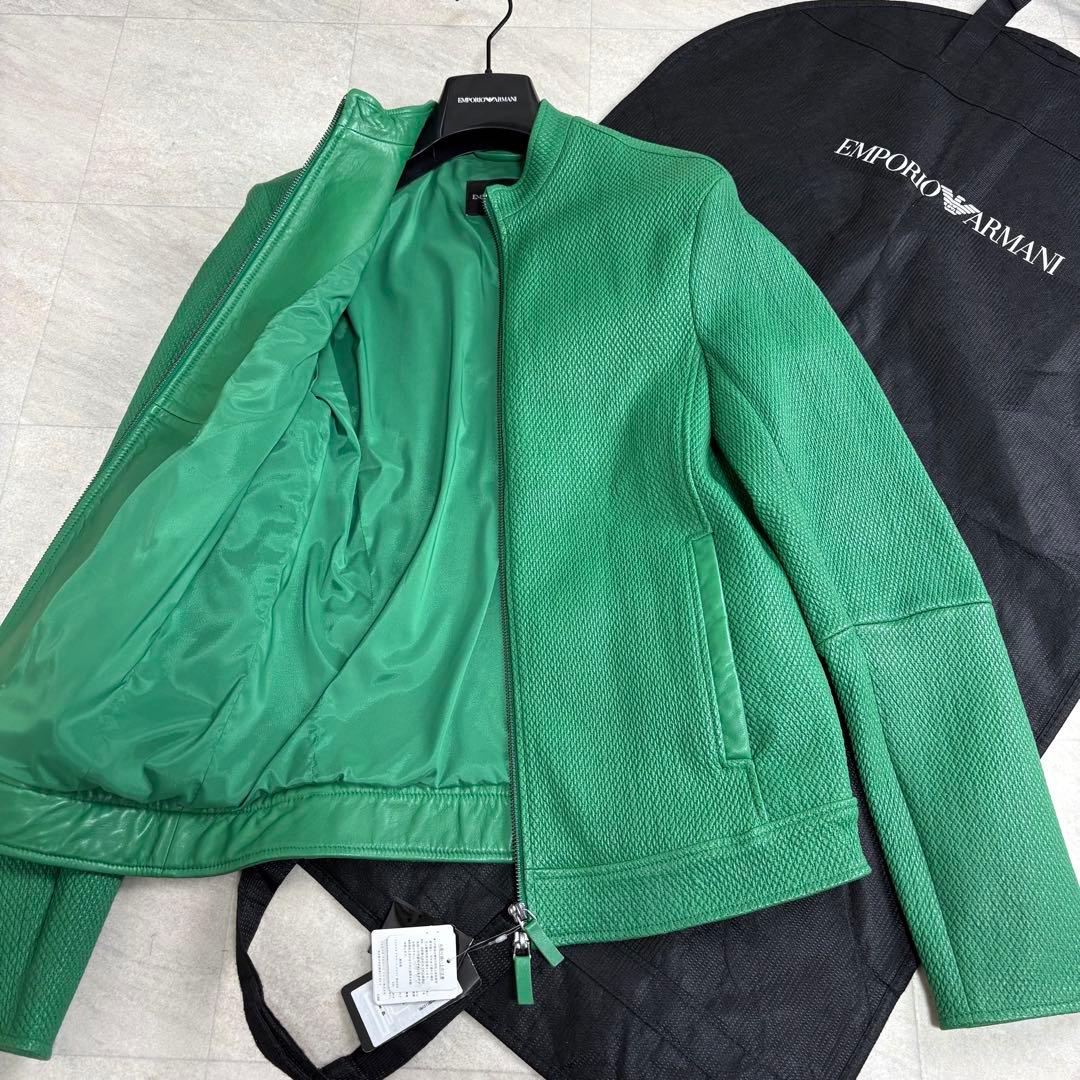 新品タグ付き ARMANI エンポリオアルマーニ ラムレザージャケット シングル