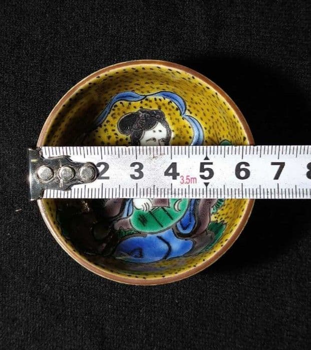 ☆堀江青光☆「倣九谷吉田屋酒盃」☆ 酒盃 ５種５客組 ☆共箱 共布 ☆