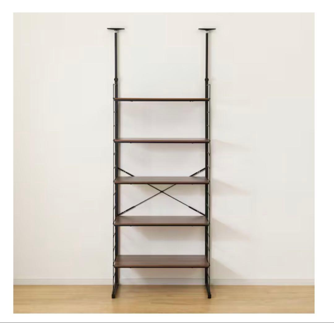 ニトリ　突っ張り壁面収納　Nポルダディープ2 ブラウン　　80cm