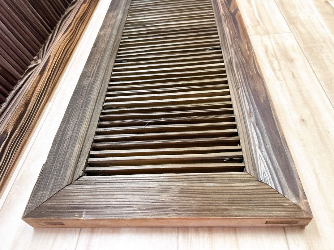 組子細工　木製　欄間　建具 明り取り　古旅館　正面玄関欄間　レトロ 格子窓　2枚