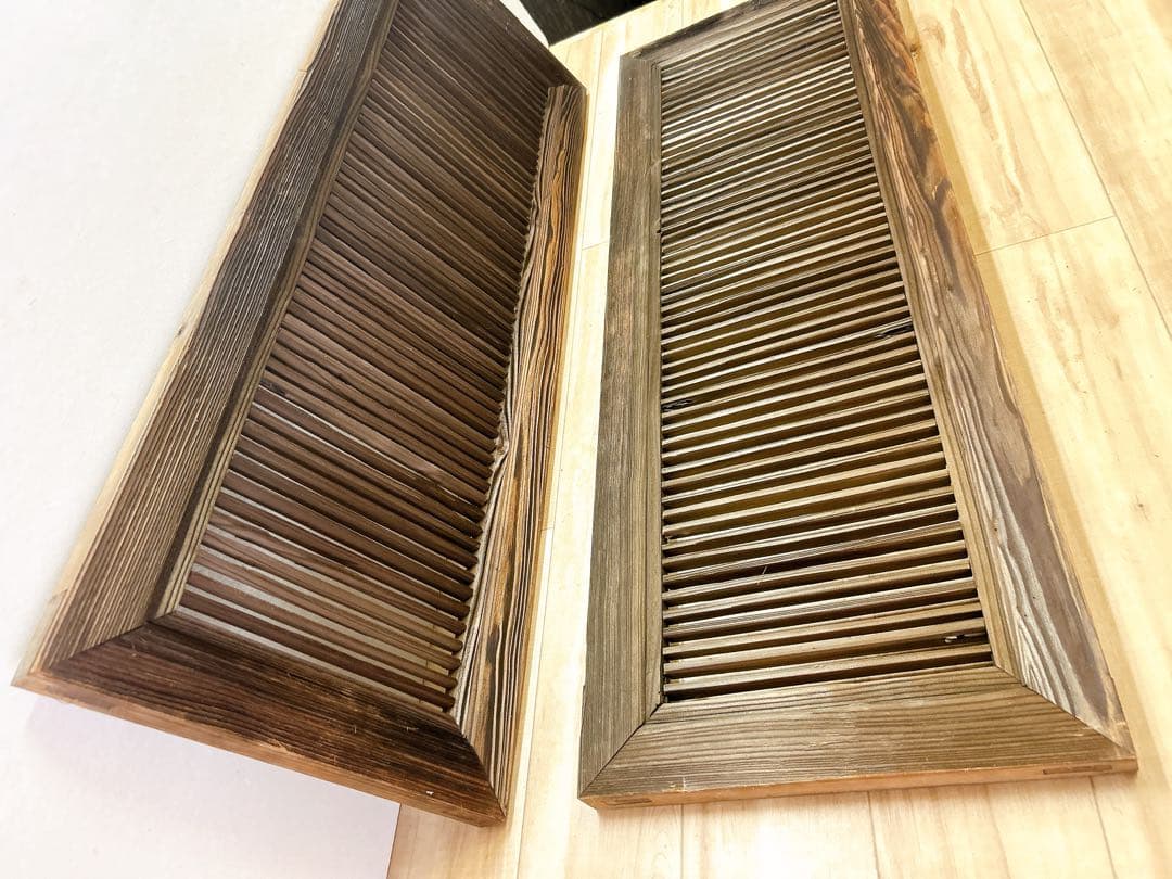 組子細工　木製　欄間　建具 明り取り　古旅館　正面玄関欄間　レトロ 格子窓　2枚