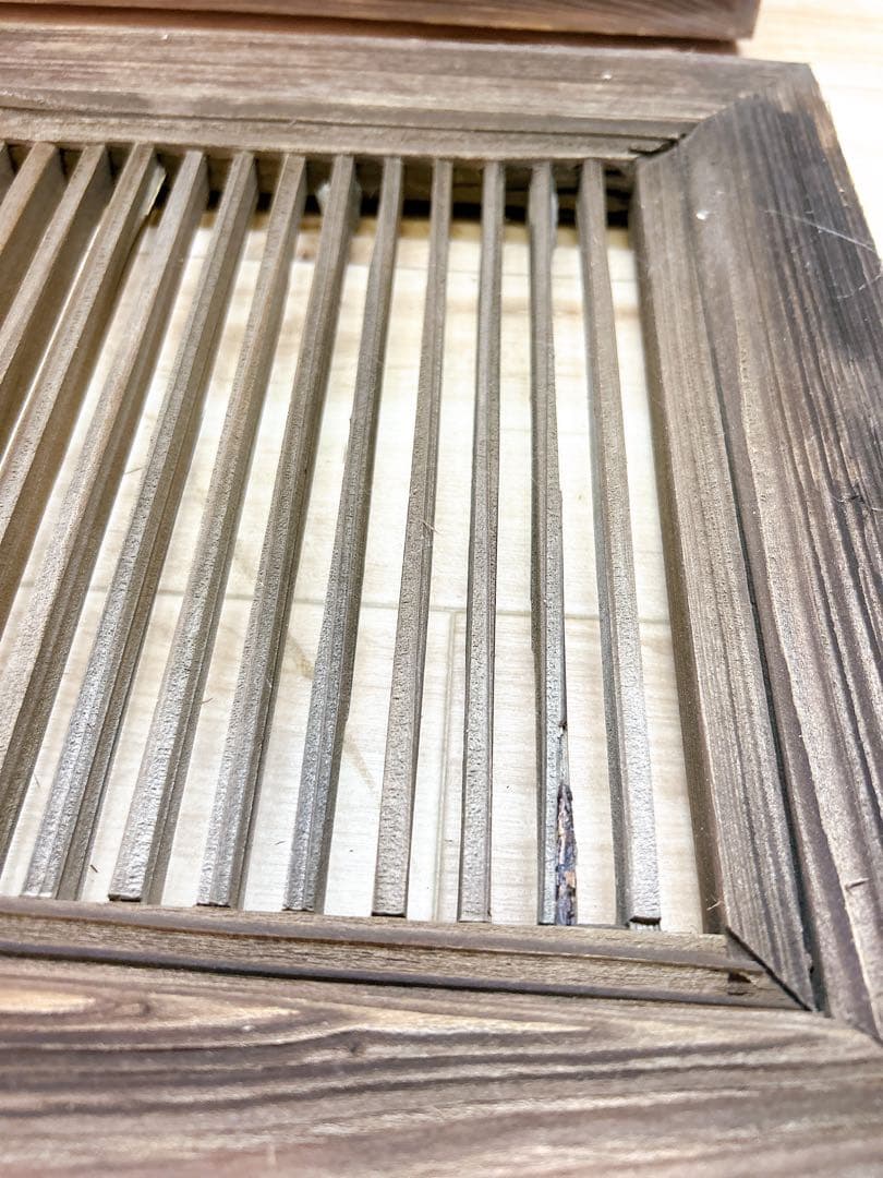 組子細工　木製　欄間　建具 明り取り　古旅館　正面玄関欄間　レトロ 格子窓　2枚