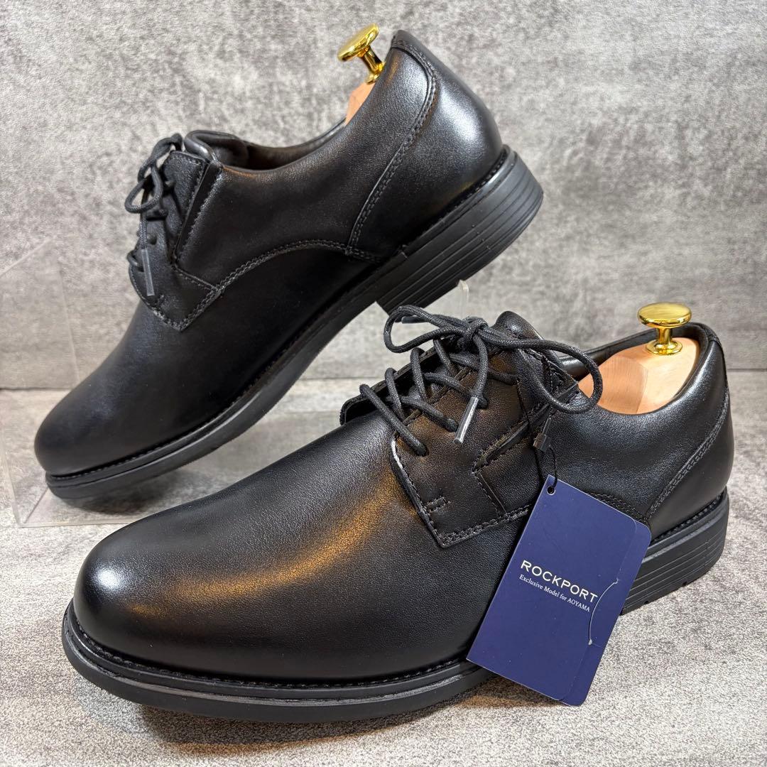 極美品　ロックポート　レザー　ビジネスシューズ　防水　プレーントゥ　黒　27cm