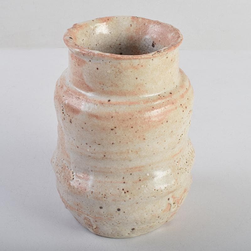 瀬戸焼　加藤重高作　志野花生　共箱　C　R9115