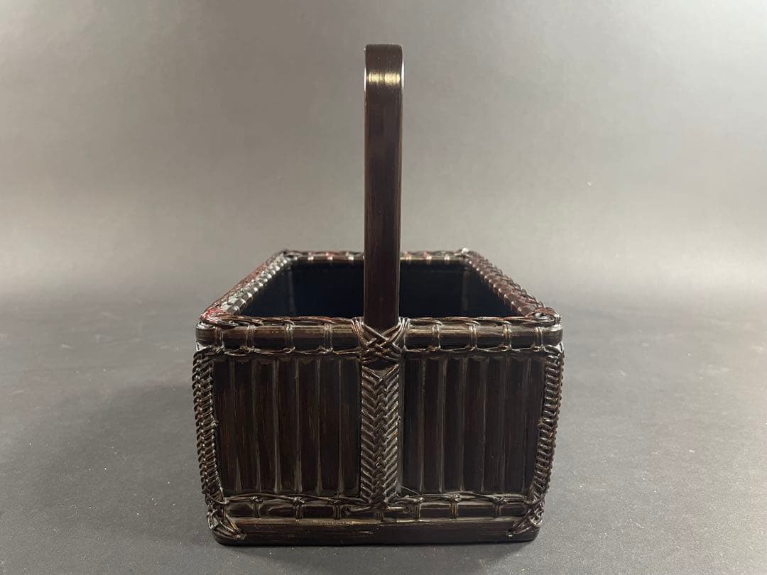 17 最終値下げ　和田鱗司 陶板入 唐物入 莨盆 共箱 竹網 煙草盆 竹工芸