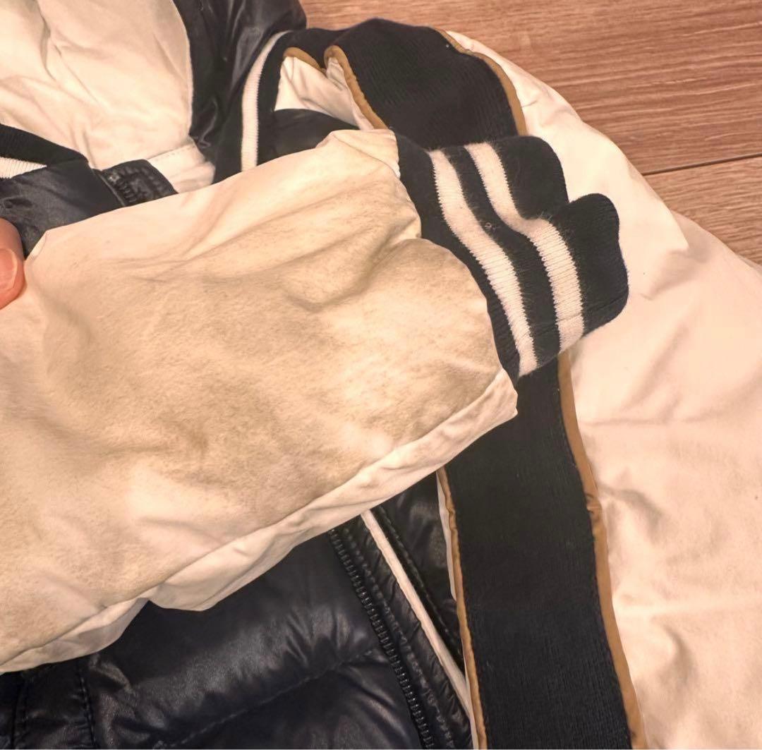 モンクレール 92cmフード付きダウンジャケット ネイビー/ホワイト