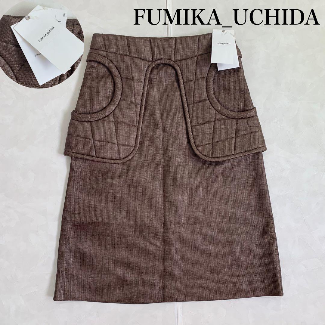 フミカウチダ　RAFFIA WAIST PAD MIDDLE SKIRT