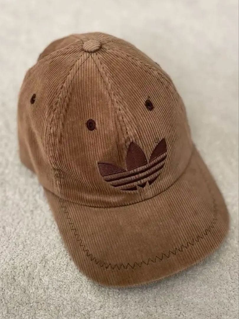 【80s vintage】adidas トレフォイルロゴ コーデュロイキャップ