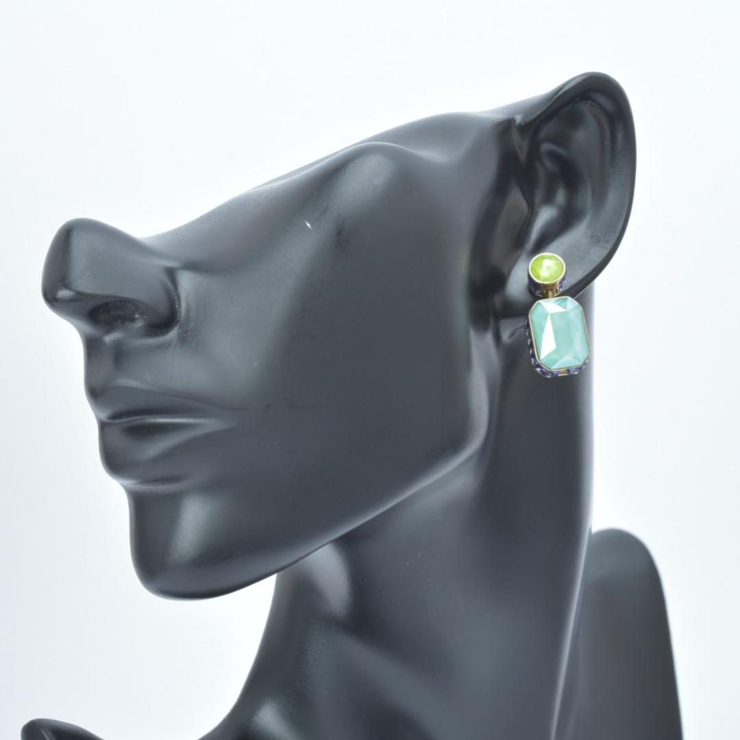 美品 スワロフスキー オルビタドロップ ピアス 両耳 オクタゴンカット ゴールド