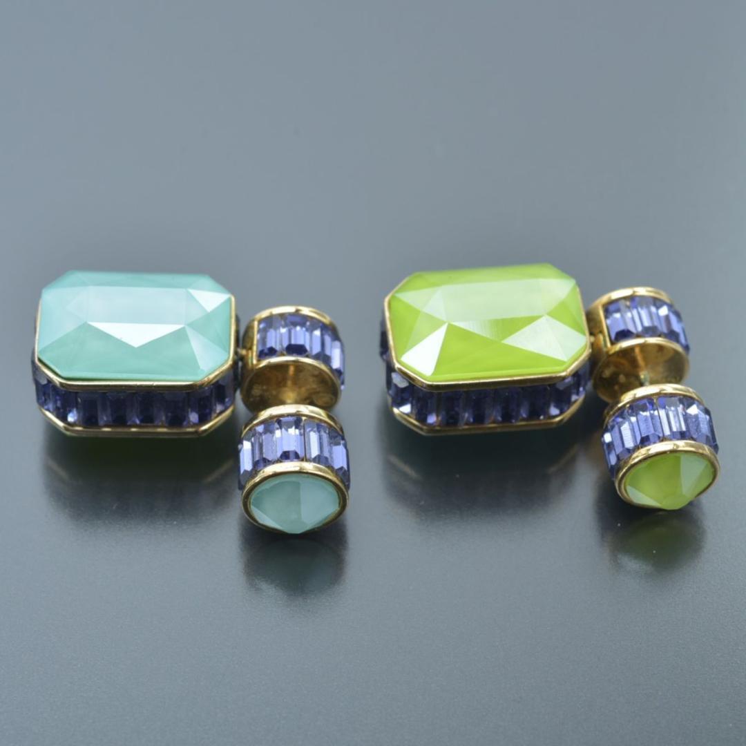 美品 スワロフスキー オルビタドロップ ピアス 両耳 オクタゴンカット ゴールド