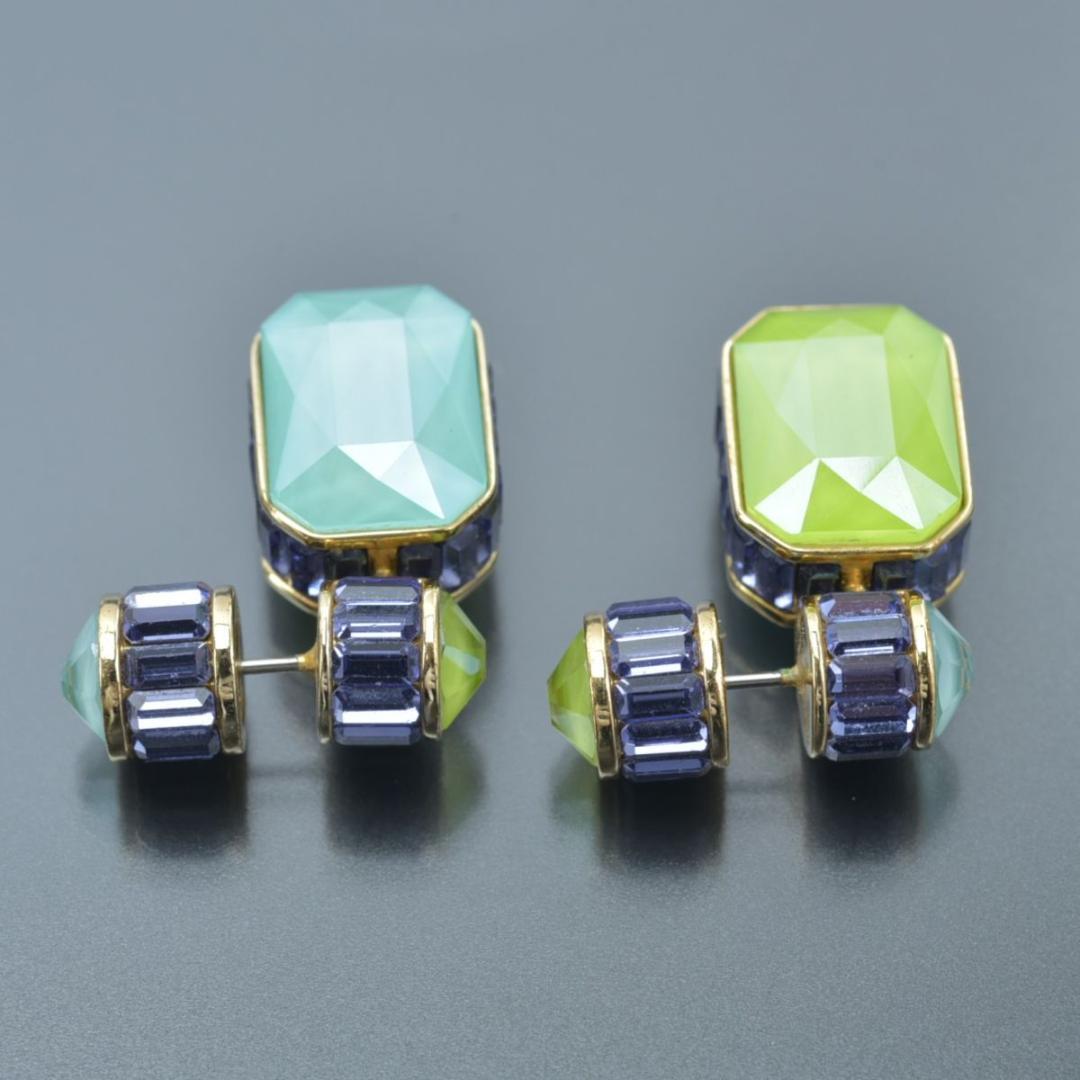 美品 スワロフスキー オルビタドロップ ピアス 両耳 オクタゴンカット ゴールド