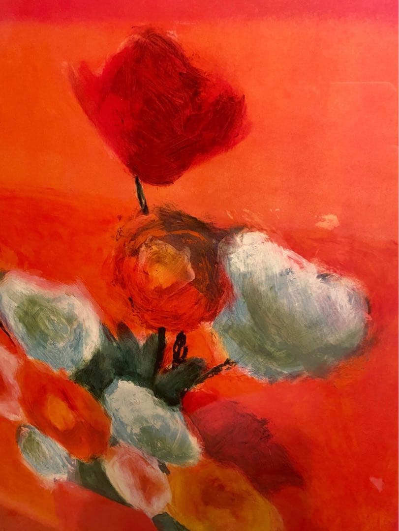 シルビア 花 薔薇 花瓶 バンケット オレンジ背景 額縁 アート