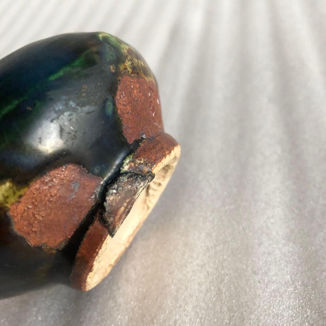 古織部焼 鶏の形 古美術 工芸品 花器 高さ約8.5cm 花瓶 一輪挿し 花入