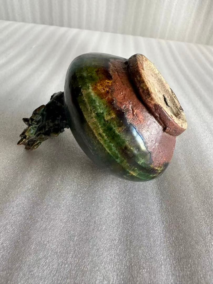 古織部焼 鶏の形 古美術 工芸品 花器 高さ約8.5cm 花瓶 一輪挿し 花入