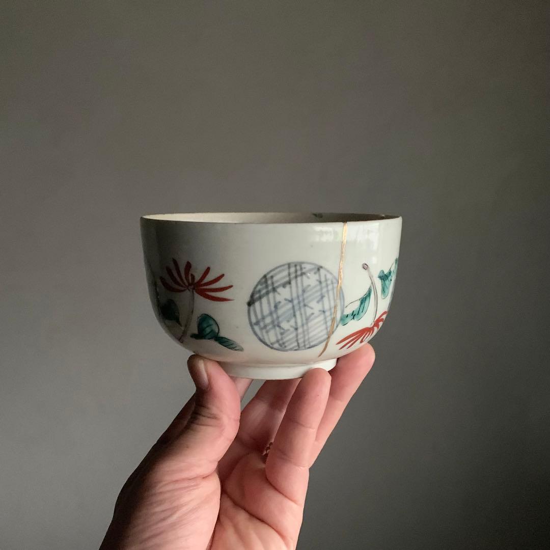 古伊万里 初期赤絵 茶碗 古美術 古道具 アンティーク 茶道具