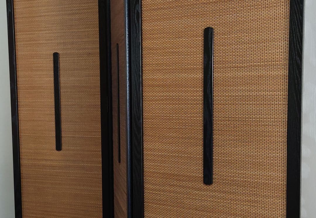 １台限定#3連限定パーテーション　フレームブラック燻し竹衝立　限定スクリーン