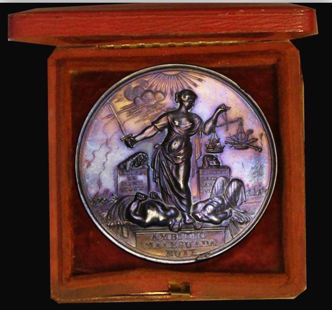 ジェームズ2世1685年 ダークトーン　大型シルバーメダル