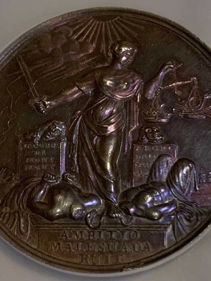 ジェームズ2世1685年 ダークトーン　大型シルバーメダル