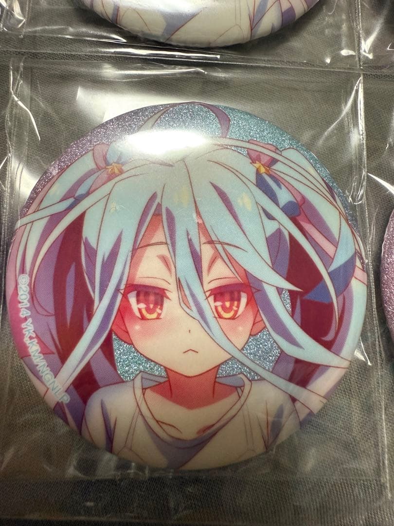 ノーゲーム・ノーライフ　白 ビーチデート グリッター缶バッジ 3種 4セット