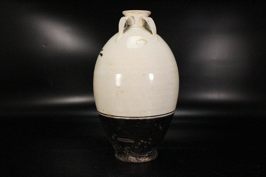 中国美術 三文字 四耳 瓶 高29cm 磁州窯 旧家蔵出
