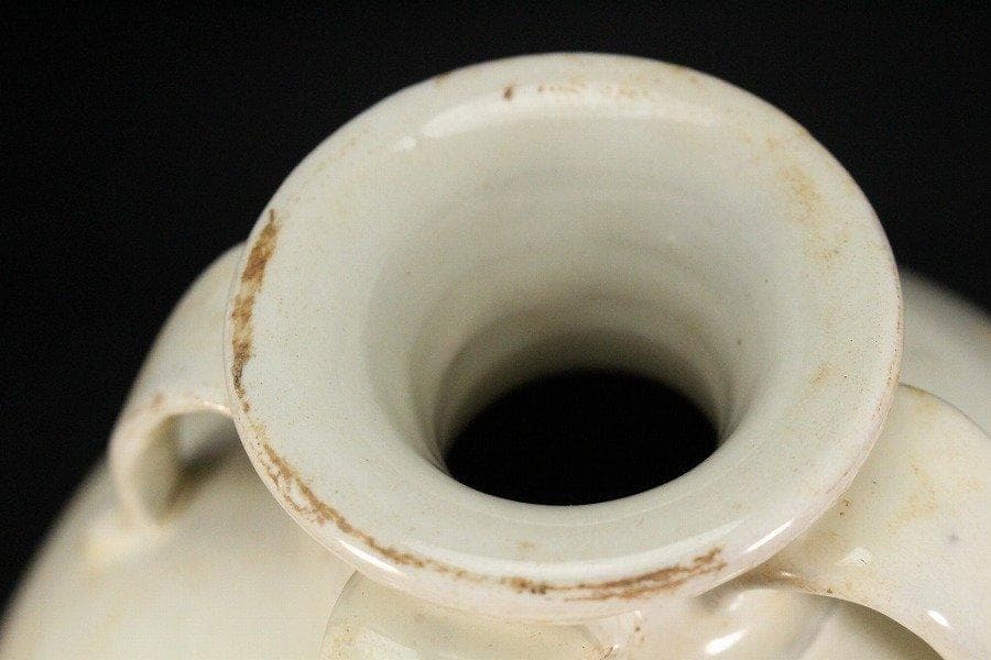 中国美術 三文字 四耳 瓶 高29cm 磁州窯 旧家蔵出