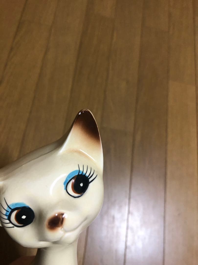 【希少】美品　シャム猫　陶器製置物　ペア　特大