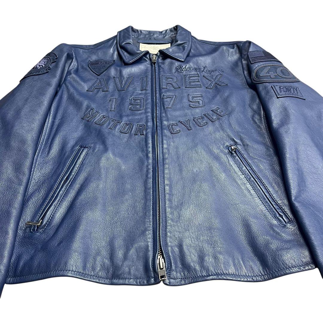 美品 AVIREX 40周年 限定 ゴートレザー シングルライダース ジャケット