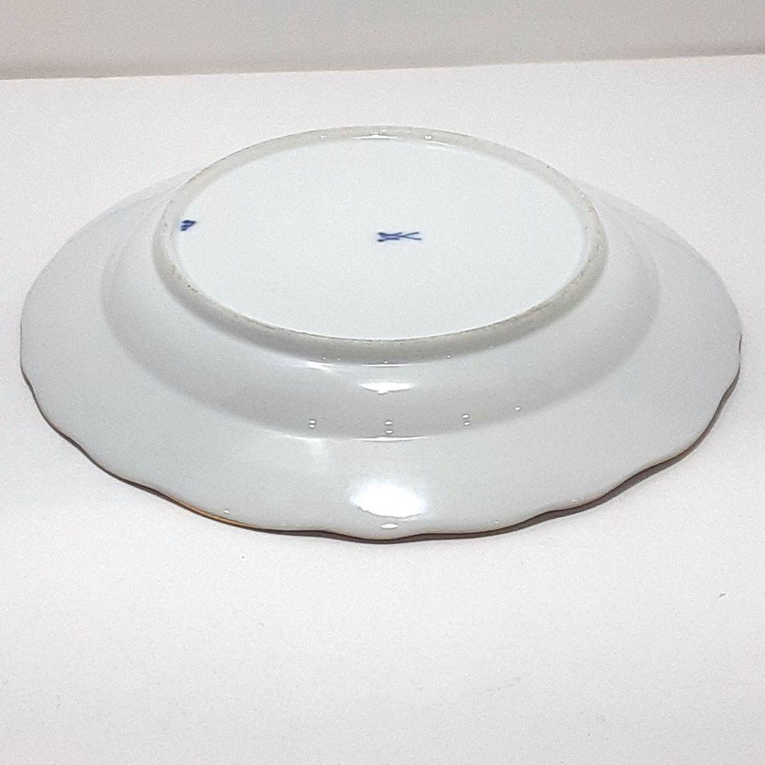 S144-1 オールドマイセン ボタン双剣 朱金オニオン プレート　ma