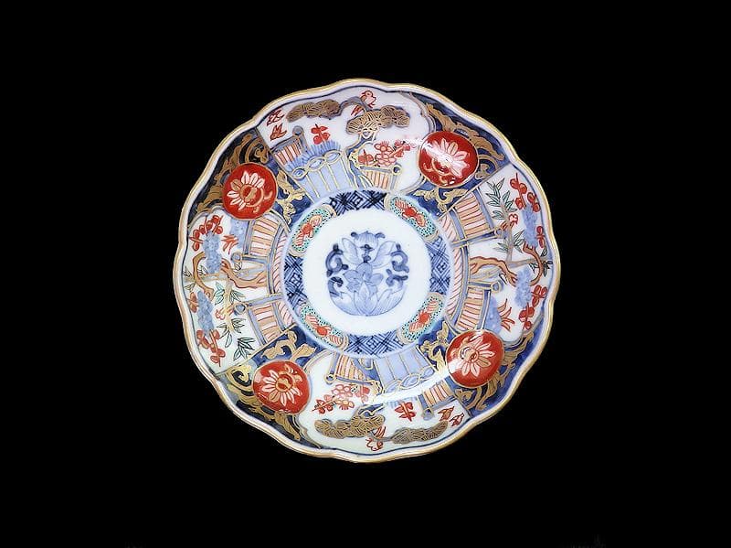 古伊万里　金襴手　花鳥紋に松竹梅の図　４寸皿　５枚　C071AS-CQj