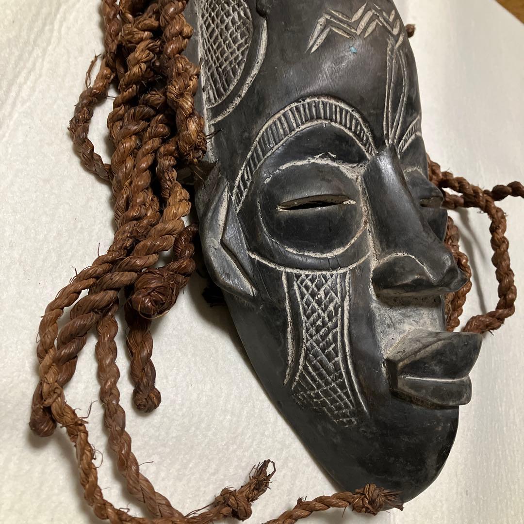 希少セネガルの古い木彫お面（関西万博で購入）「知られざる西アフリカの美術展図録」