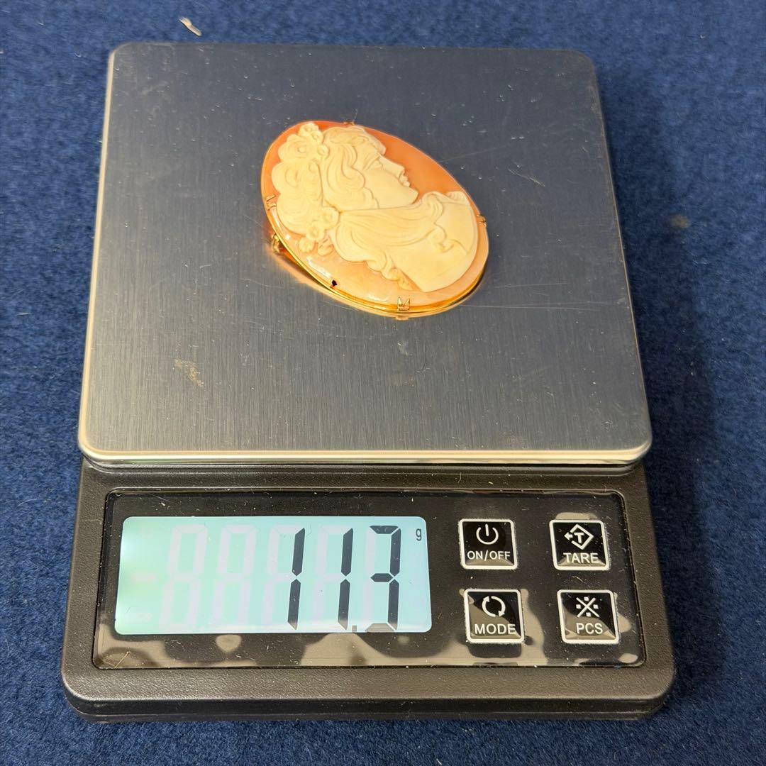 K18 カメオ ブローチ ペンダントトップ シェル 天然貝 高島屋 重量約11g