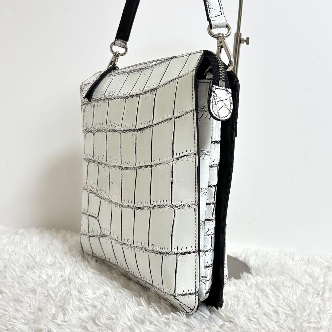 【美品】 JRA クロコダイル ショルダーバッグ 2way スクエア